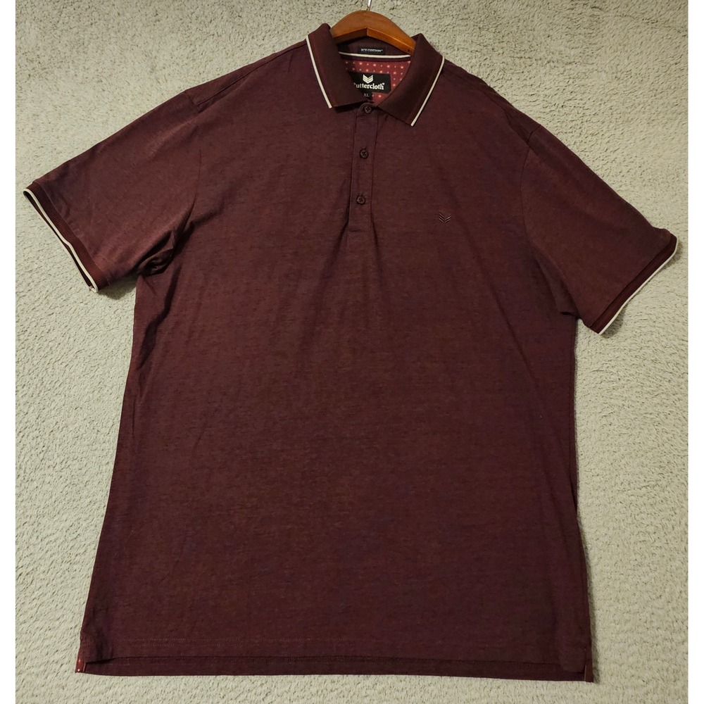 Buttercloth Icy Cotton Polo Shirt Mens XL Burgundy Maroon Short Sleeve Stretch